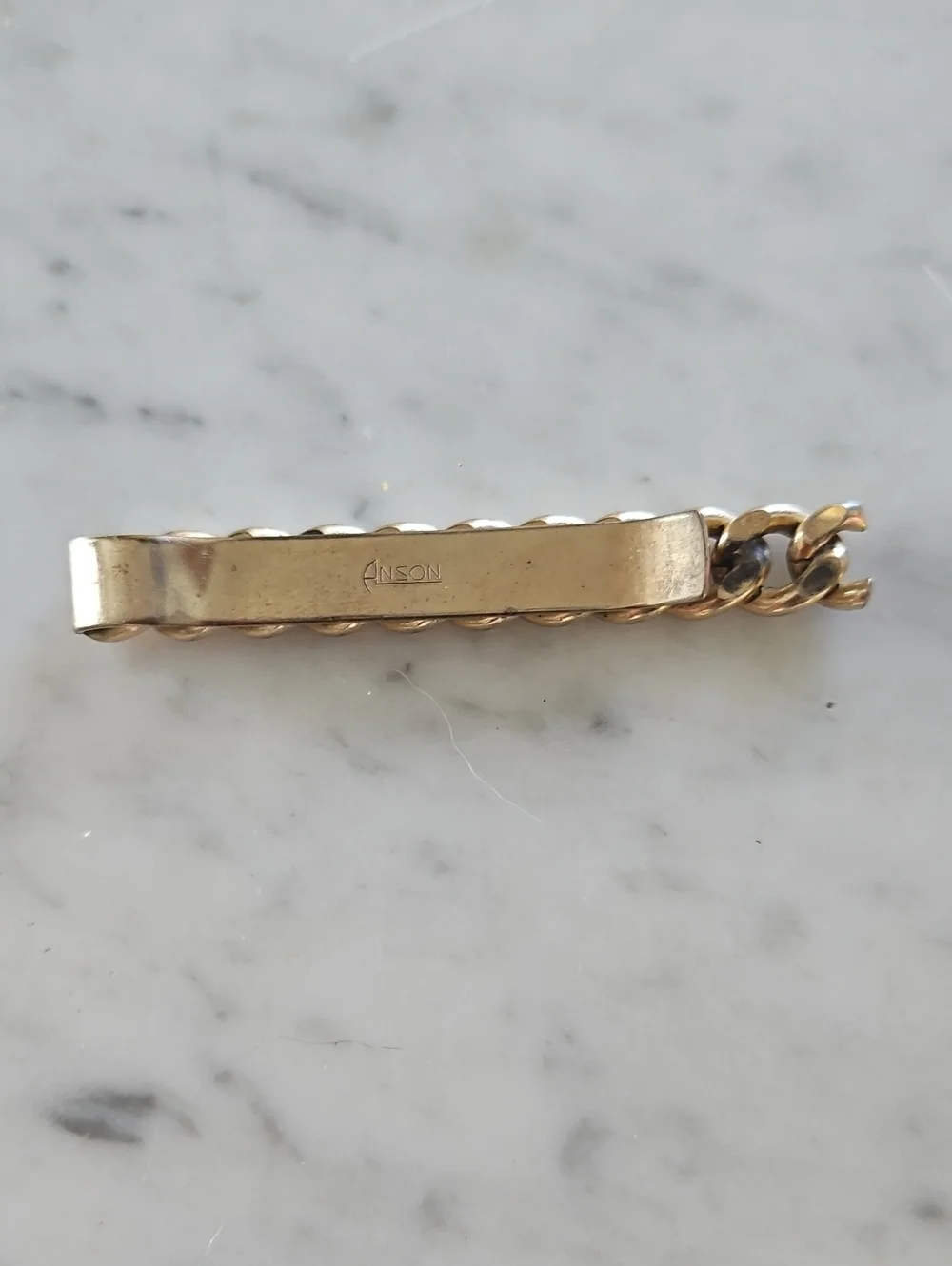 ANSON Chain Link Tie/Lapel Bar Clip Vintage    EUC